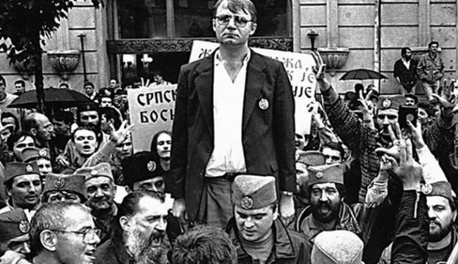 Miting opozicije pred Ruskim carem.V.Seselj.9.1991.foto:Petar Kujundzic